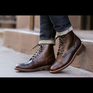 NIB Thursday Boot Company Brown Captain Cap Toe Leather Lace Up Boots 10